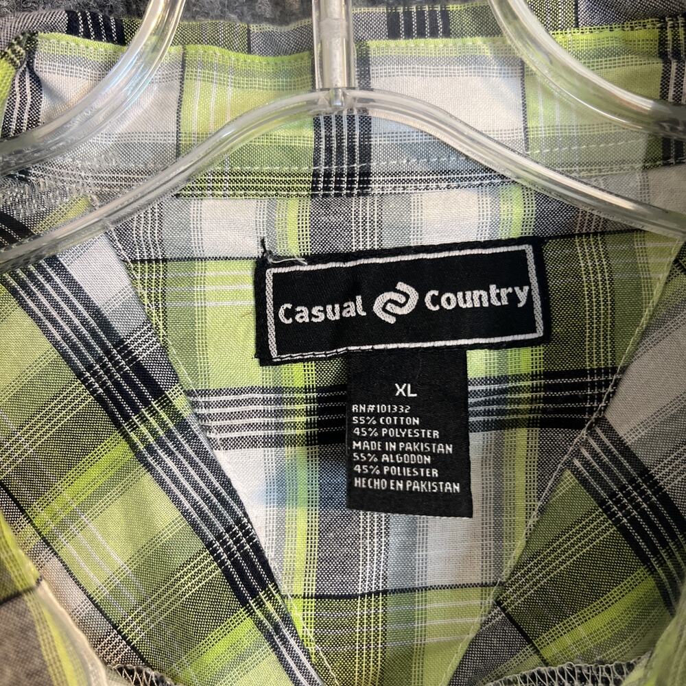 Sporty Plaid Short-Sleeve Dress Shirt - Lime/Gray - Picture 5 of 7